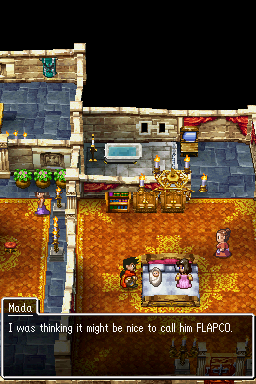 Dragon Quest V: Hand of the Heavenly Bride (Nintendo DS) screenshot: Sure Flapco is a fine name