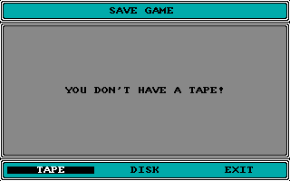 Tracksuit Manager (Amiga) screenshot: Save game - to tape?