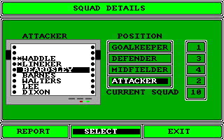 Tracksuit Manager (Amiga) screenshot: Select you squad members