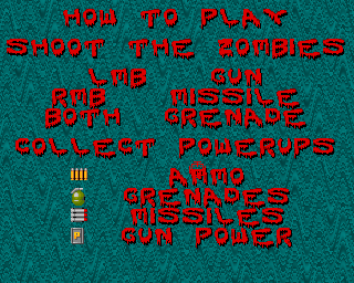 Zombie Apocalypse II (Amiga) screenshot: Instructions