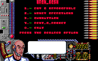 Oberon 69 (Amiga) screenshot: Control panel menu