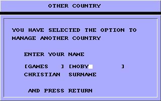 Tracksuit Manager (Amiga) screenshot: Enter name