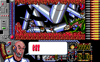 Oberon 69 (Amiga) screenshot: Inside level mini boss