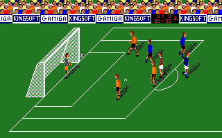 Soccer King (Amiga) screenshot: Close, but no goal