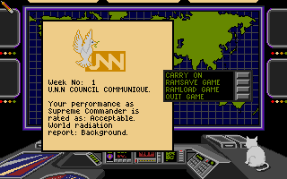 Global Commander (Amiga) screenshot: Main menu