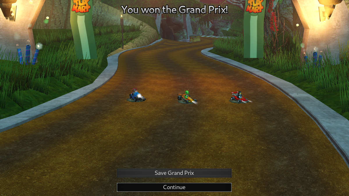 SuperTuxKart (Linux) screenshot: I won the Grand Prix