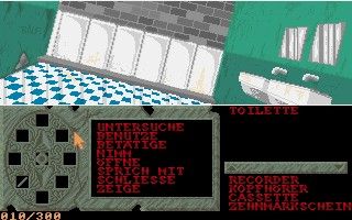 Crime Time (DOS) screenshot: The hotel's bathroom...