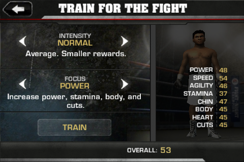 Fight Night Champion (iPhone) screenshot: Training for the fight