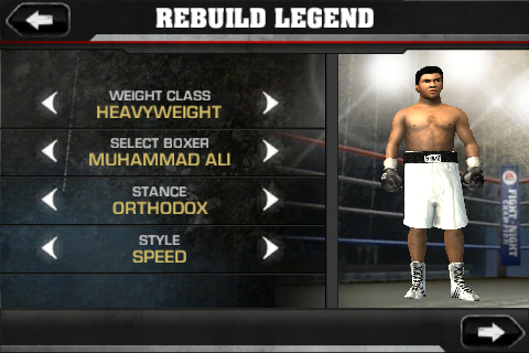 Fight Night Champion (iPhone) screenshot: Legacy mode - rebuild legend