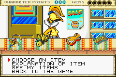 Tweety and the Magic Gems (Game Boy Advance) screenshot: Item Shop.