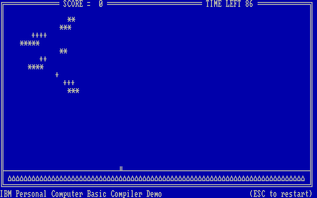 IBM Personal Computer BASIC Compiler (included game) (DOS) screenshot: Ready? (color)