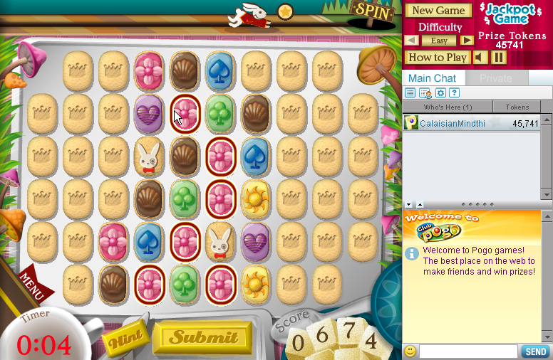 Wonderland Memories (Browser) screenshot: The remaining two flowery cookies will reveal more cookies.
