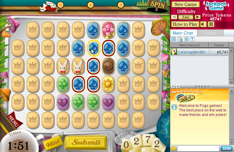 Wonderland Memories (Browser) screenshot: Five more cookies can be added to the chain.