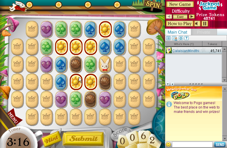 Wonderland Memories (Browser) screenshot: A chain of sun-flavored cookies. Spicy!