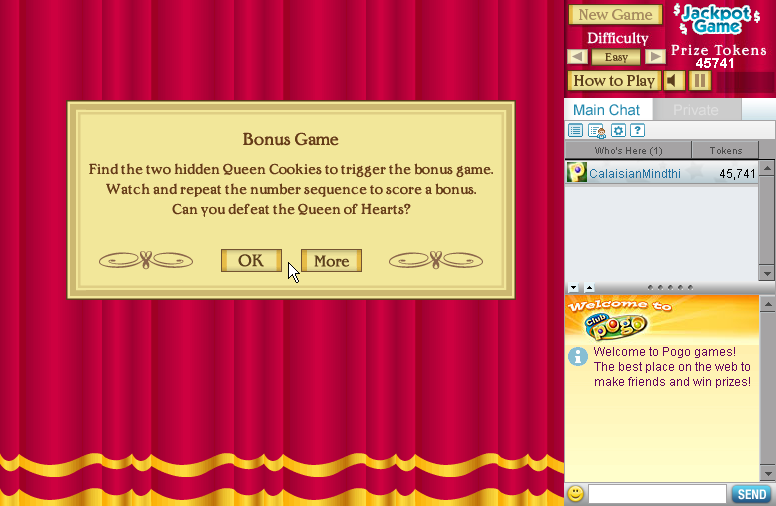Wonderland Memories (Browser) screenshot: Instructions about the bonus mini game.