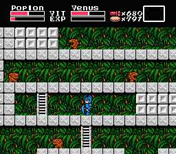 Majō Densetsu II: Daimashikyō Galious (NES) screenshot: These creatures change into rocks if you hit them.
