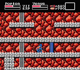 Majō Densetsu II: Daimashikyō Galious (NES) screenshot: This is a door that can be passed from one side.