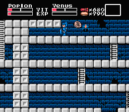 Majō Densetsu II: Daimashikyō Galious (NES) screenshot: Collect the coins