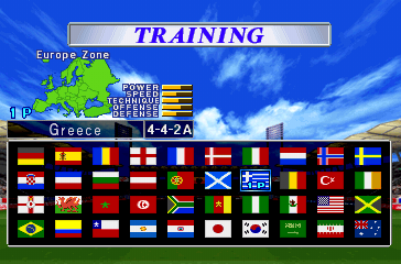 International Superstar Soccer Pro '98 (PlayStation) screenshot: Team selection.