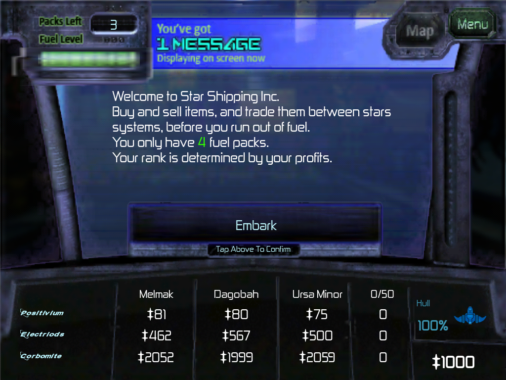 Star Shipping Inc. (iPad) screenshot: The welcome message