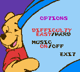 Disney's Pooh and Tigger's Hunny Safari (Game Boy Color) screenshot: Options