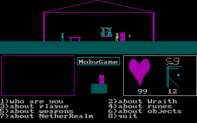 Dismal Passages (DOS) screenshot: I visit the neighbor, (who is my step-cousin Hornak) and talk to him.