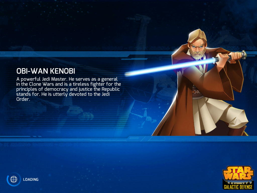 Star Wars: Galactic Defense (iPad) screenshot: The loading screens give you info on various characters