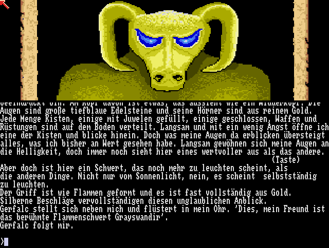 Hellowoon: Das Geheimnis des Zauberstabs (Amiga) screenshot: Getting the flame sword