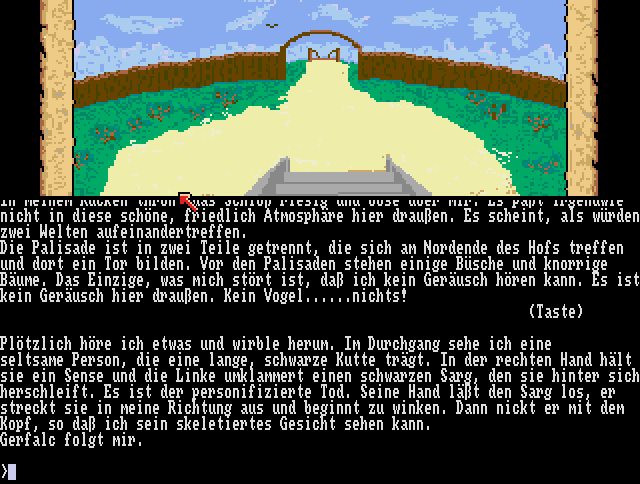 Hellowoon: Das Geheimnis des Zauberstabs (Amiga) screenshot: Meeting Death