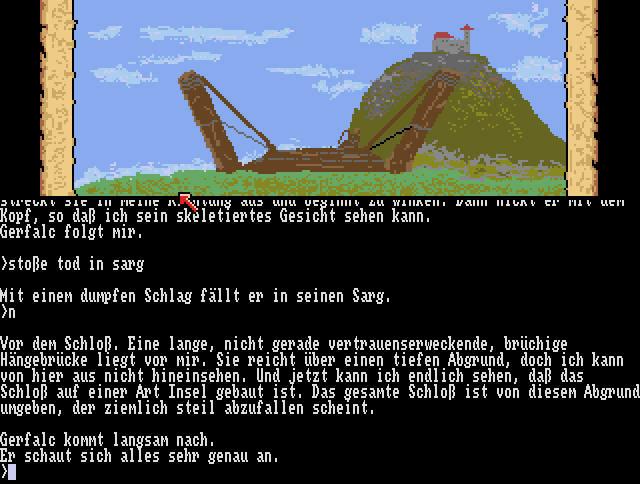 Hellowoon: Das Geheimnis des Zauberstabs (Amiga) screenshot: At the bridge