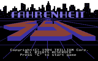 Fahrenheit 451 (Commodore 64) screenshot: Title screen