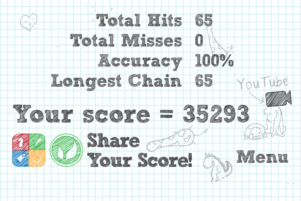 Button Smasher (iPhone) screenshot: The after-game stats