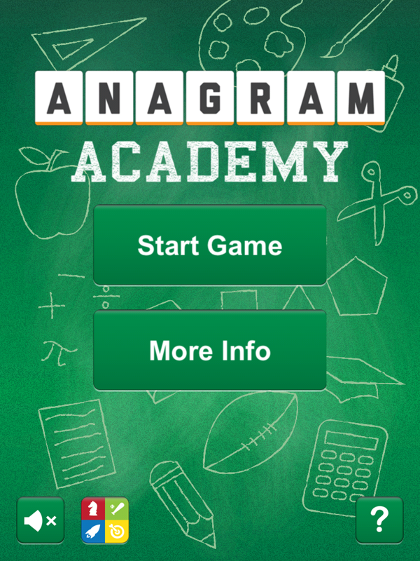 Anagram Academy (iPad) screenshot: Title and main menu