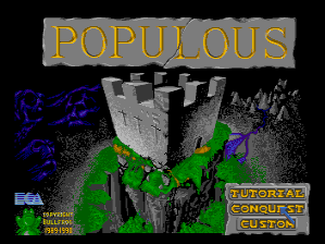 Populous / Populous: The Promised Lands (TurboGrafx CD) screenshot: Original game menu