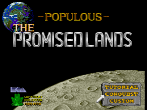 Populous / Populous: The Promised Lands (TurboGrafx CD) screenshot: Expansion pack menu
