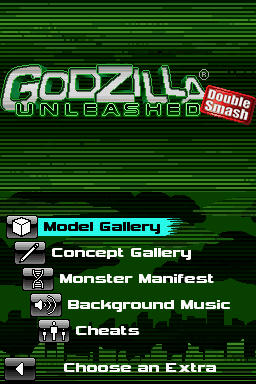 Godzilla Unleashed: Double Smash (Nintendo DS) screenshot: Extras menu