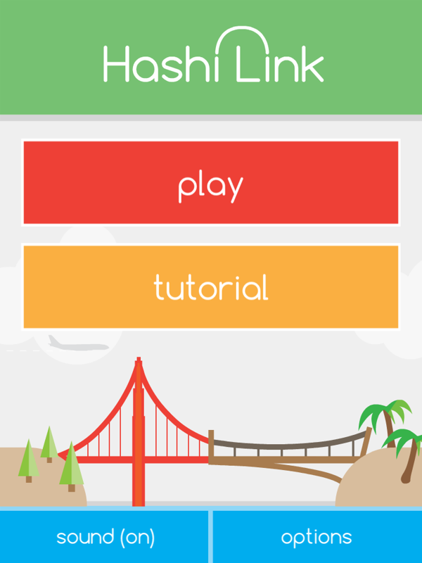 Hashi Link (iPad) screenshot: Title and main menu