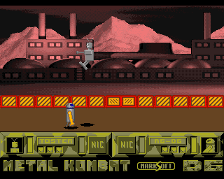 Metal Kombat (Amiga) screenshot: Toster T-1001 vs R6-06