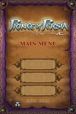 Prince of Persia: The Fallen King (Nintendo DS) screenshot: Main menu