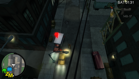 Grand Theft Auto: Chinatown Wars (PSP) screenshot: These Ammunation vans are full of guns but the the drivers are well armed.