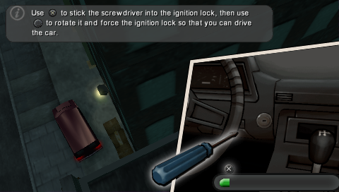 Grand Theft Auto: Chinatown Wars (PSP) screenshot: Some cars require hot-wiring via the minigame to drive