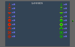 Advanced Laser Chess (Amiga) screenshot: Losses overview