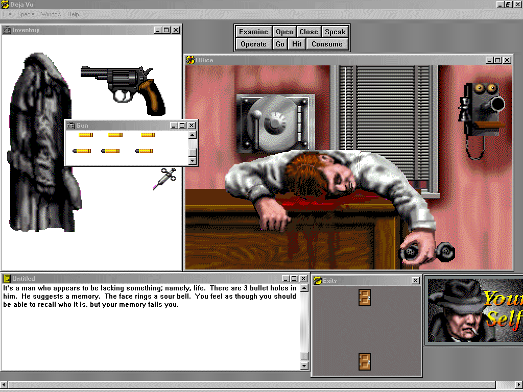 Deja Vu: A Nightmare Comes True!! (Windows 3.x) screenshot: Well, if I did kill you, you probably had it coming.