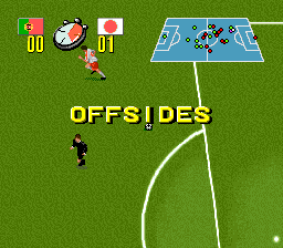 Champions World Class Soccer (SNES) screenshot: "Offsides"