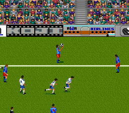 Champions World Class Soccer (SNES) screenshot: Koji and Awa Airlines