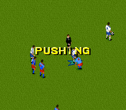 Champions World Class Soccer (SNES) screenshot: Pushing