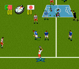 Champions World Class Soccer (SNES) screenshot: Throw-in