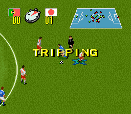 Champions World Class Soccer (SNES) screenshot: Tripping