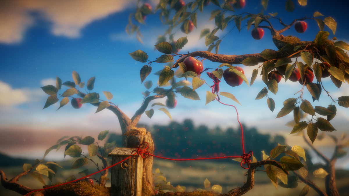 Unravel (Windows) screenshot: You need to make trampolines in certain places to reach higher ground