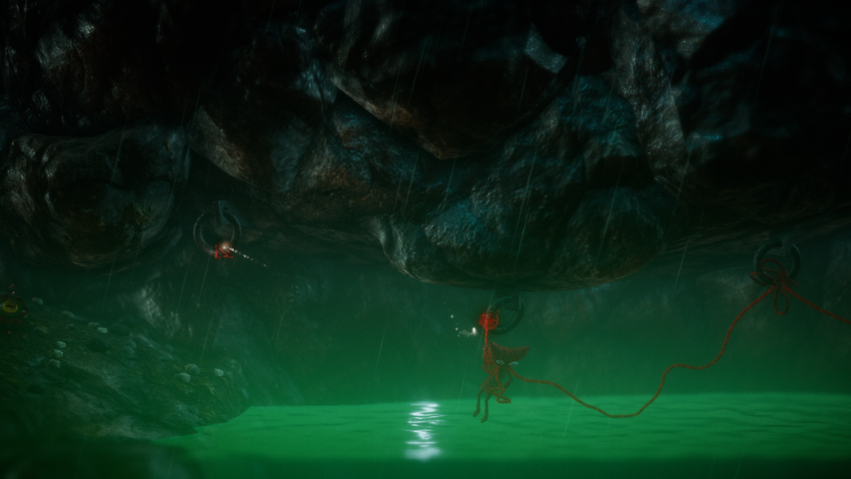 Unravel (Windows) screenshot: Very tricky swinging section